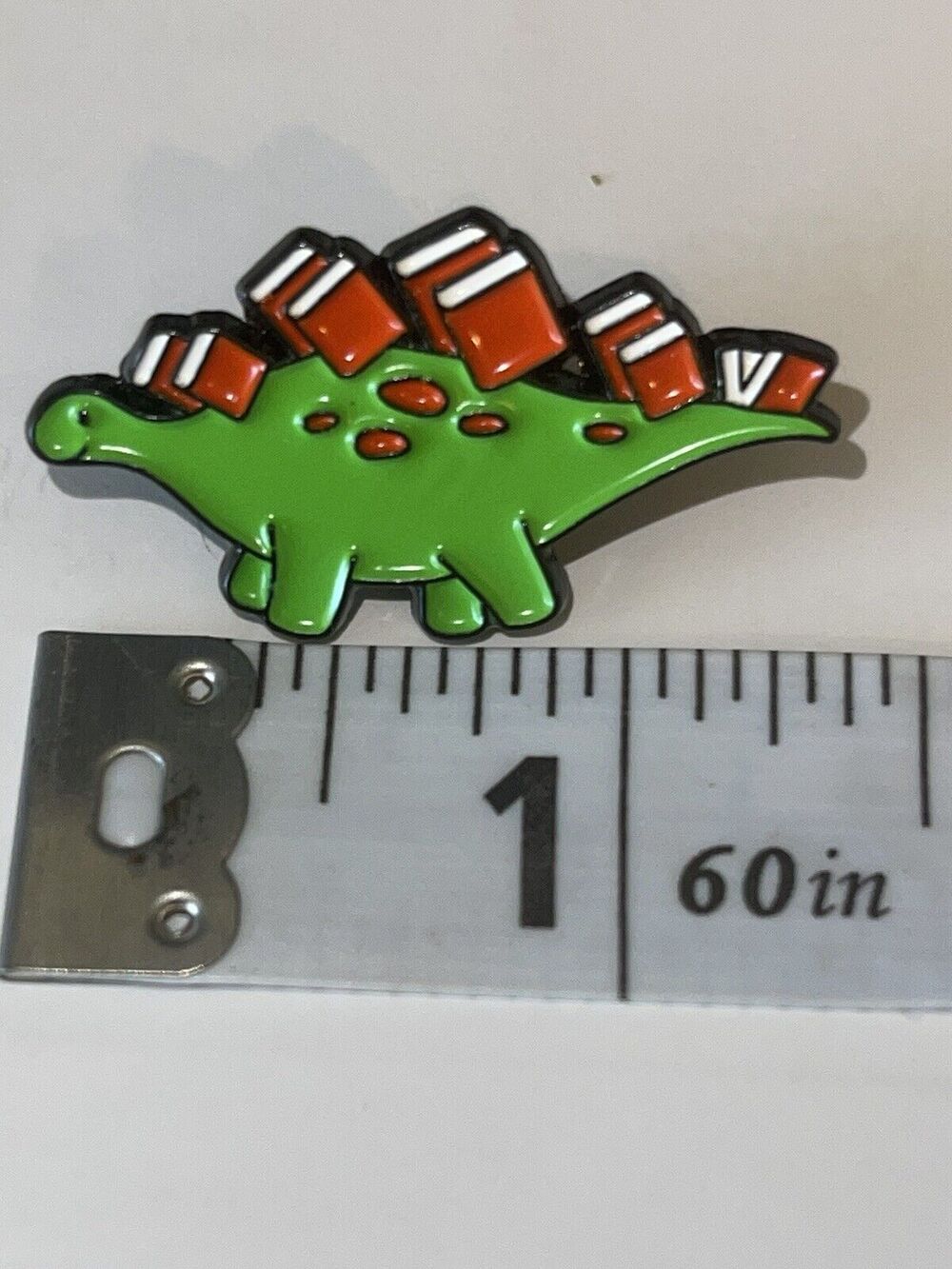Dinosaur With Books Pin Brooch